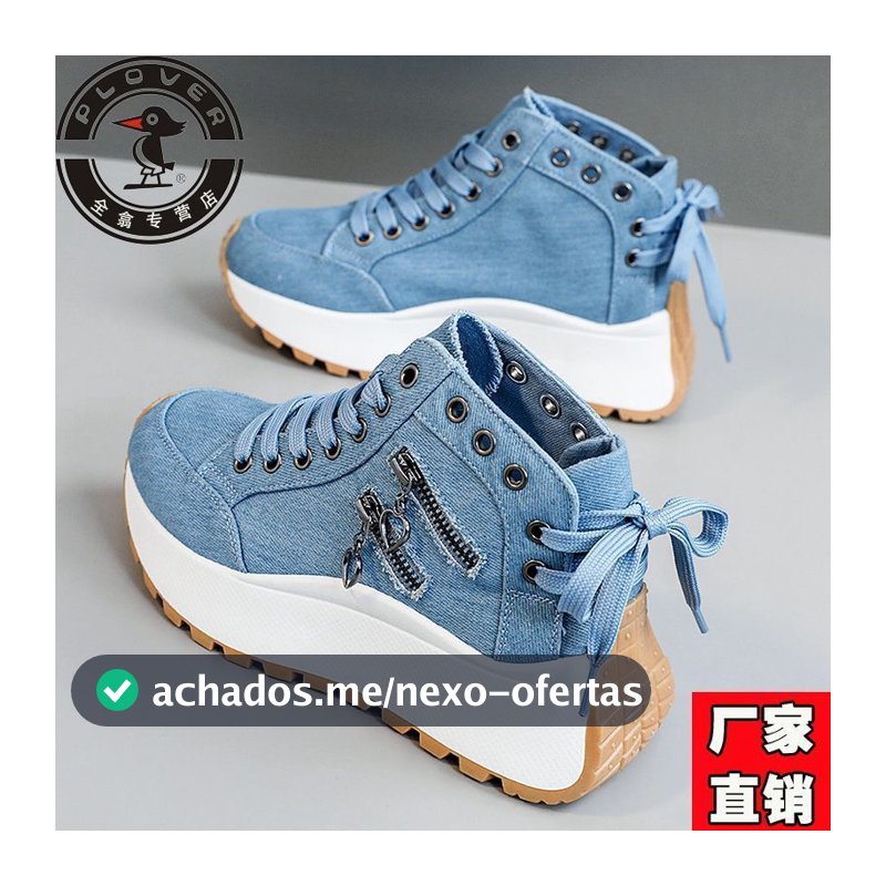 2026 Novos Sapatos De Lona Campus Feminino , Plataforma De Verão Cano Alto De Sola Grossa , Tênis Jeans Com Zíper Aument