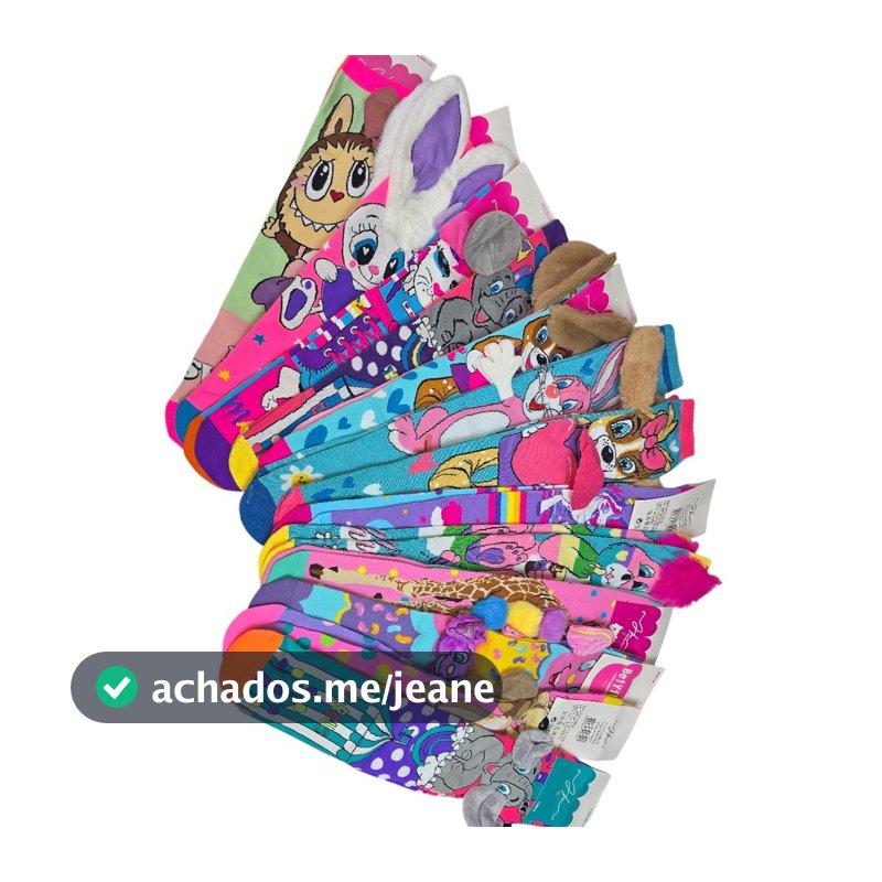 Meias 3D Divertida Infantil Cano Alto Tamanho Único Aleatorias Menino ou Menina MI 3D