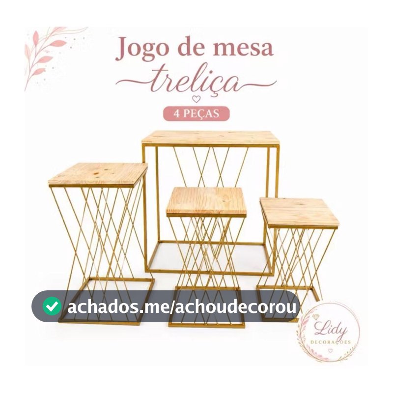 Kit de Mesa Treliça Jogo com 4 Peças Decoração Festa