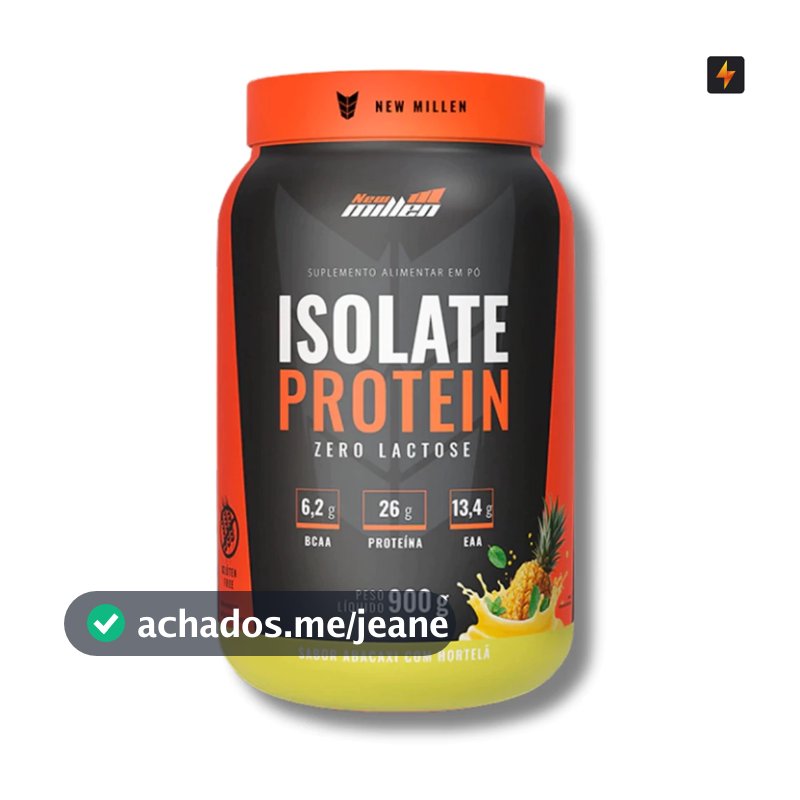 Whey Isolate Protein 900g Zero Lactose Zero Carboidrato 26g Proteínas - New Millen