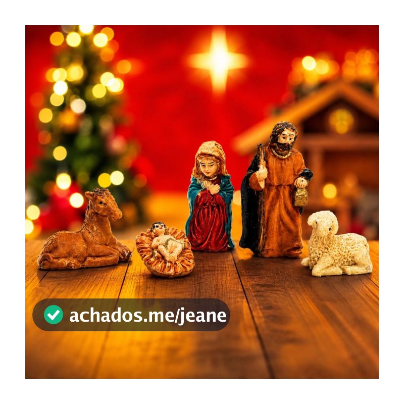 Presépio em Resina 5cm com 5 Peças Natal, Decoração Religiosa e Enfeite