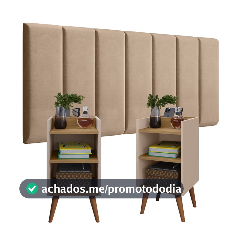 Conjunto 2 Mesa de Cabeceira MAX Modulada Adesiva Cabeceira Quarto Estofada Julia 0,90 /1.40 /1,60 /1,95