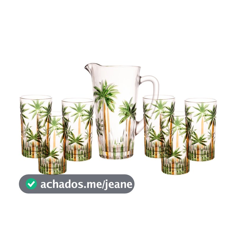 Conjunto Jarra 1,2L 6 Copos 330ml Cristal Palm Tree Wolff