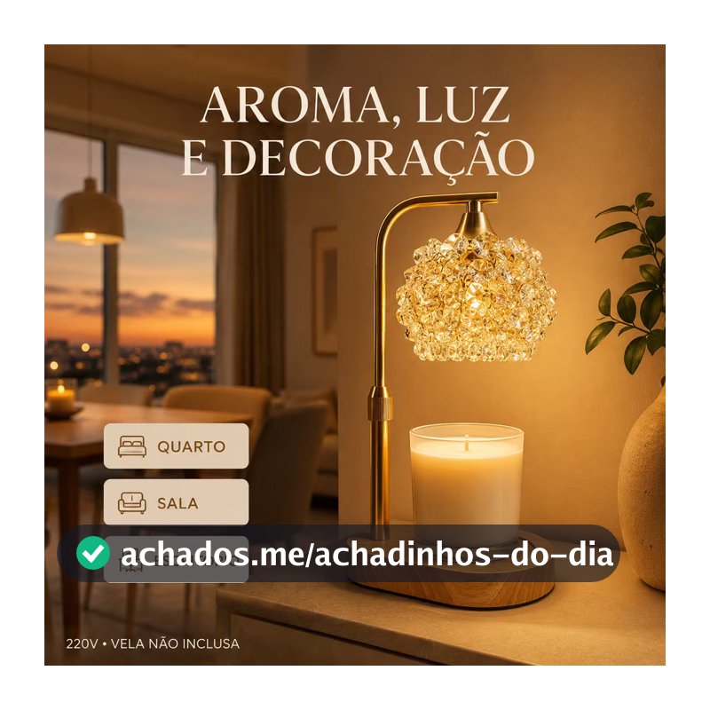 Luminária Aquecedora de Vela Elétrica com Cristais 220V