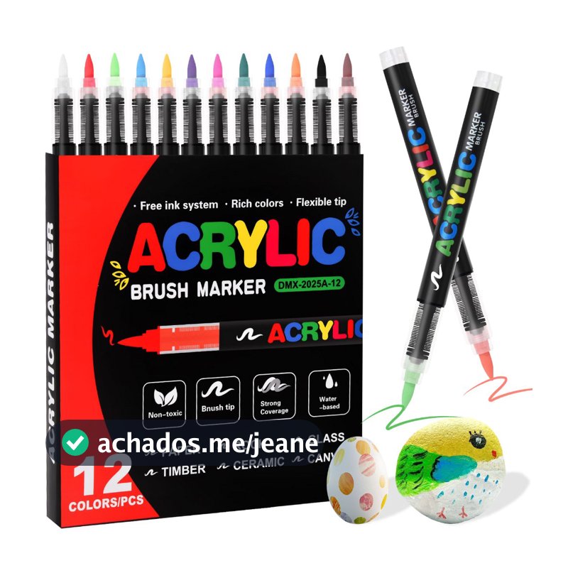 Kit Caneta Acrilica Marcador Permanente 12/24/36/48/60/72 Cores Pincel
