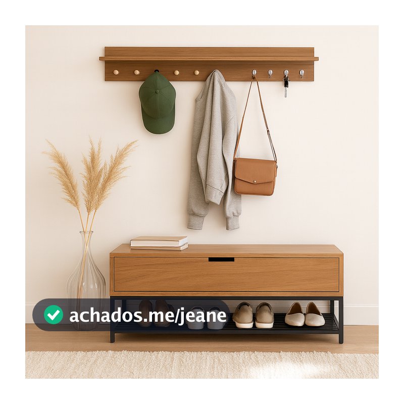 Kit com banco sapateira recamier balcão aparador e pendurador de chaves cabideiro de parede 100cm