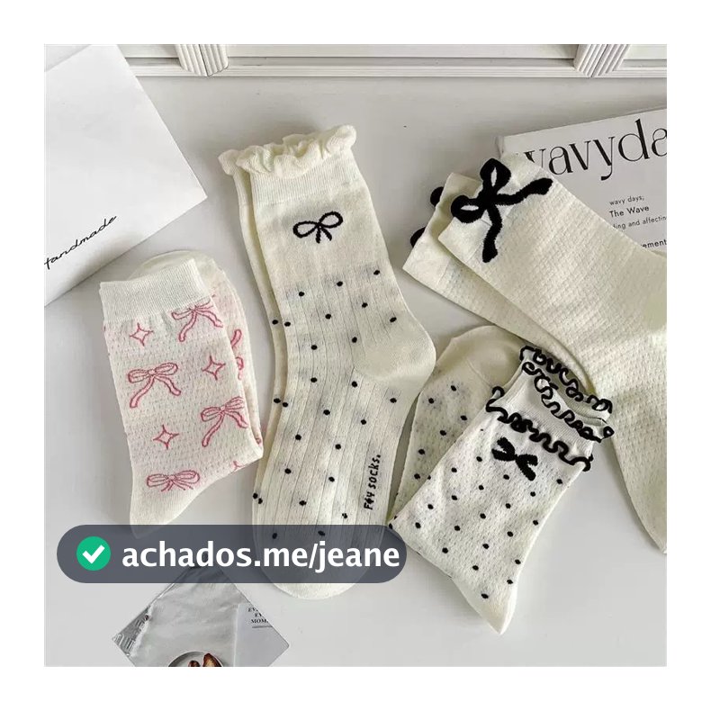 Meias femininas leves verão com laço bordado kit 3/6/9/12/15 pares respiráveis