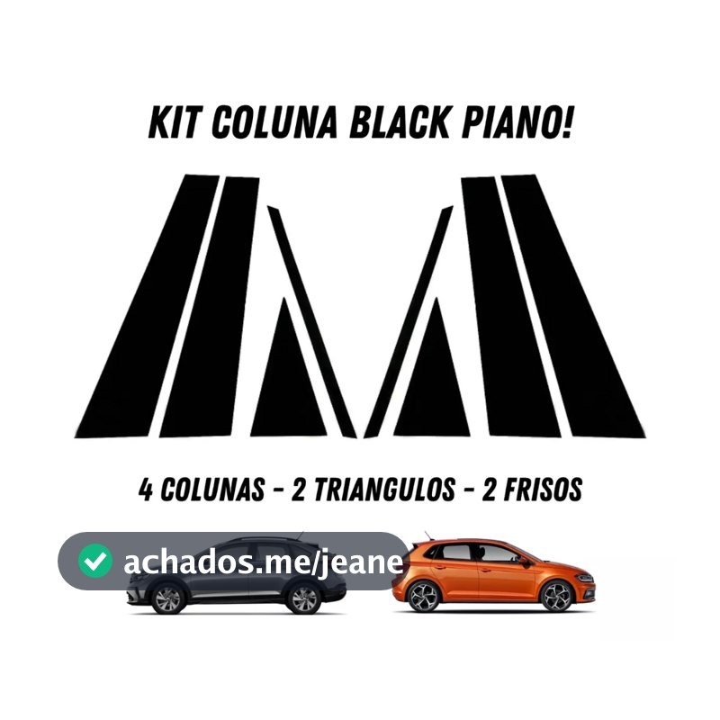 Coluna Black Piano Novo Polo Nivus Dupla Face Glass Window TSI MSI Highline Comfortline