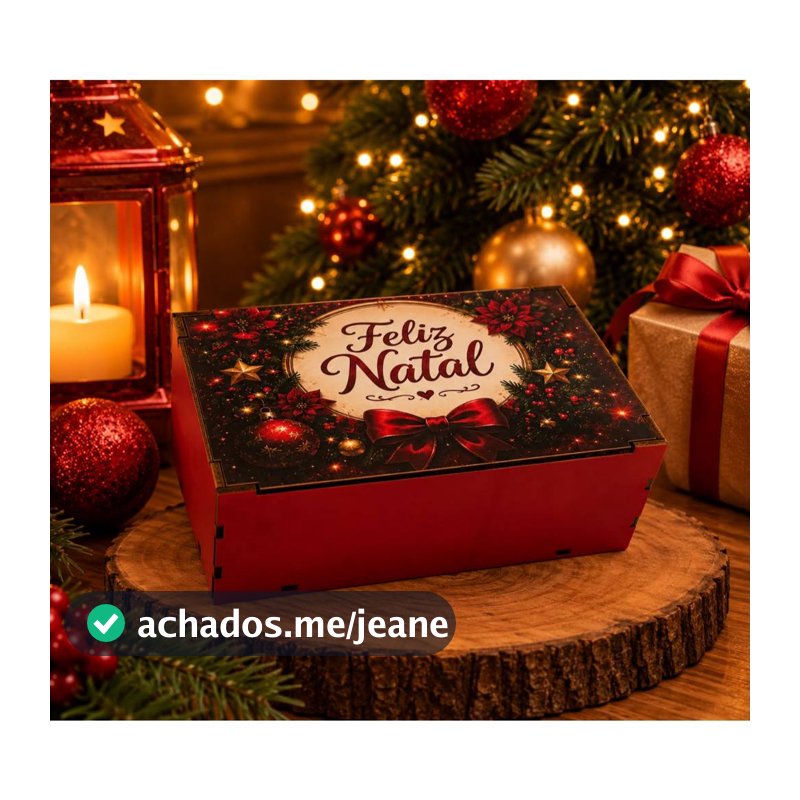 Caixa Natalina de Presente com Tampa mdf Embalagem para Natal, Lembrancinha e Presente de Natal