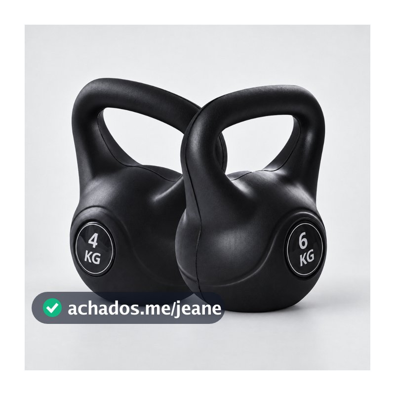 Kit 2 Pesos Kettlebell Para Treino Funcional 4kg E 6kg Preto Crossfit Musculação