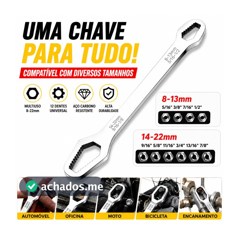 Chave Boca Fixa Aço Universal 8 A 22mm Cabeça Dupla Torx