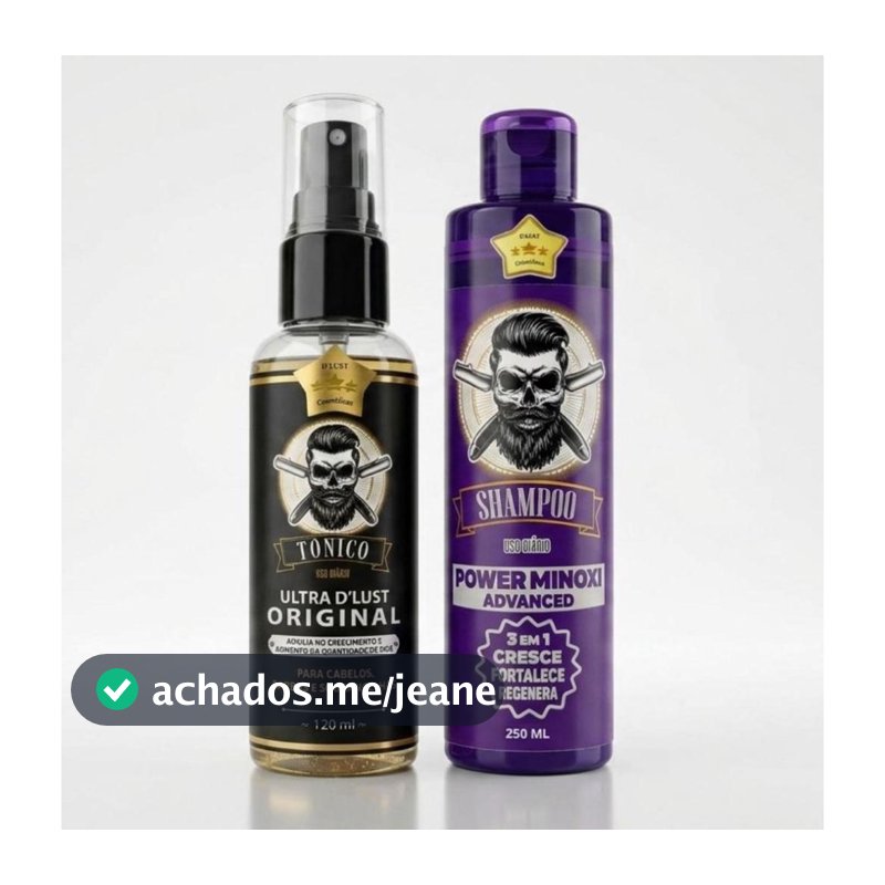 Kit Shampoo Cabelo e Barba Fortalecedor 3em1 D'LUst 250ml e Pro Barber Original 120ml