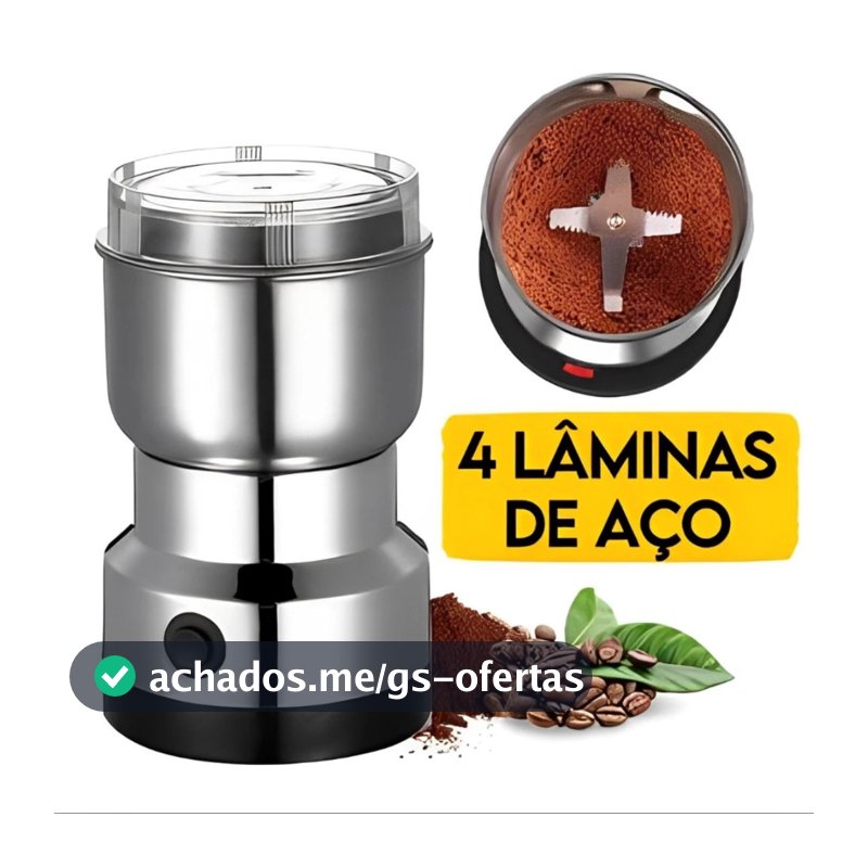 Moedor De Café Grão Sementes Elétrico Inox Portátil 110V