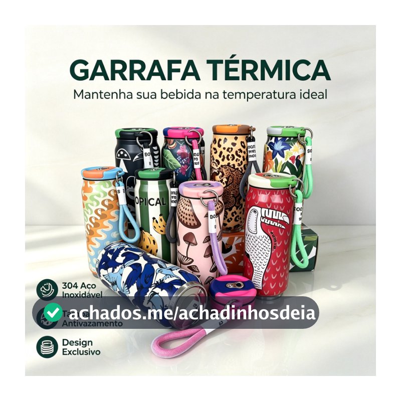 Garrafa térmica tampa de aço inoxidável com estampa criativa e copo térmico portátil e moderno para água 600ml 700ml 902