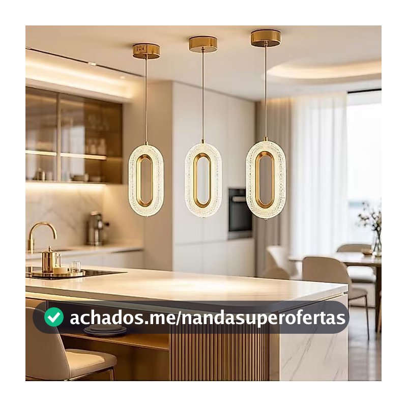 Lustre de cristal luxuoso com design oval ideal para quartos, salas de estar e corredores 110–220 V
