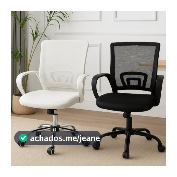 Cadeira Escritório Giratória Estofado Off White ou Preta