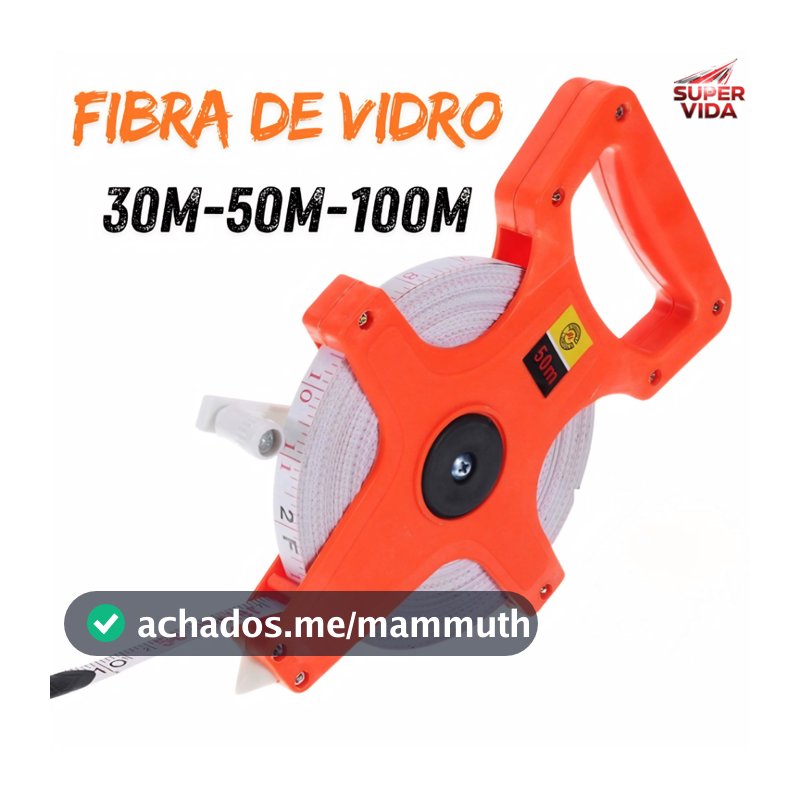 Trena de Fibra de Vidro 30M/50M/100M Resistente à Água e Ferrugem para Construção e Obras