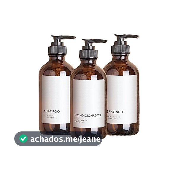 Kit Banheiro Minimal Shampoo Condicionador E Sabonete Frasco Dispenser Âmbar Banheiro Sanchz Design