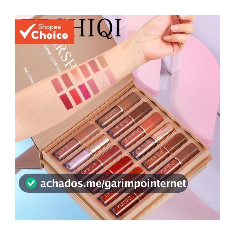 ErshiQi 12 Unidades Conjunto De Brilho Labial De Longa Duração g Fosco À Prova D'água Batom Esmalte