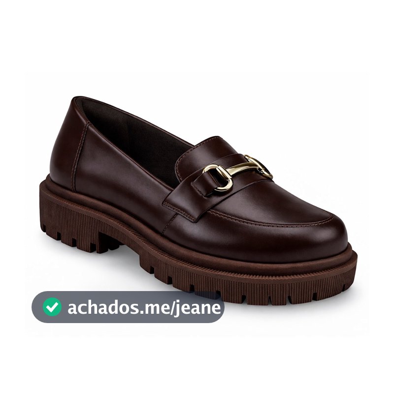 Mocassim Feminino Tratorado Bico Redondo com Enfeite Corrente ABS 026-005