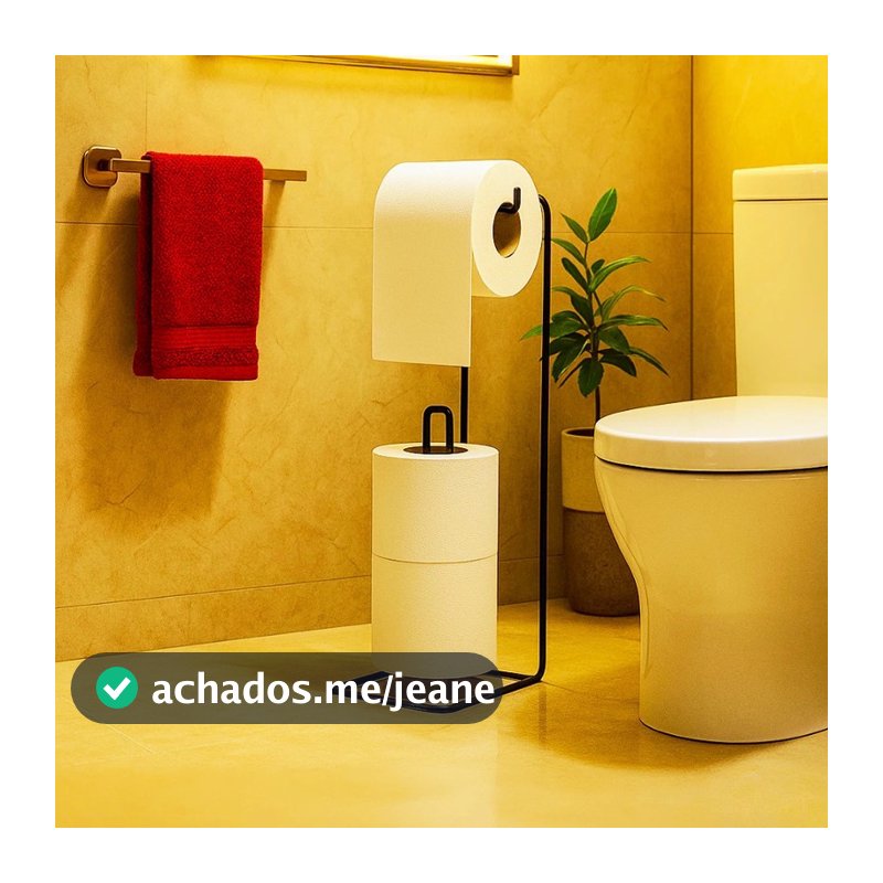 Suporte Luxo Para Papel Higiênico Chão Banheiro Aramado Preto Epóxi Organização porta papel