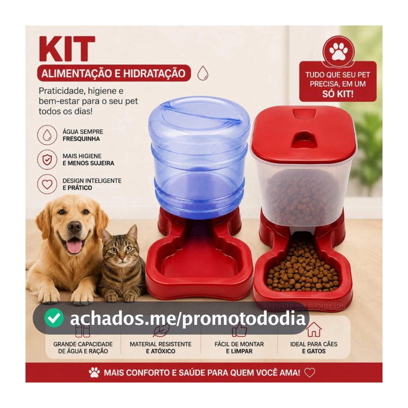Kit Bebedouro 10 Litros E Comedourto 8 Litros Pet Porte Grande