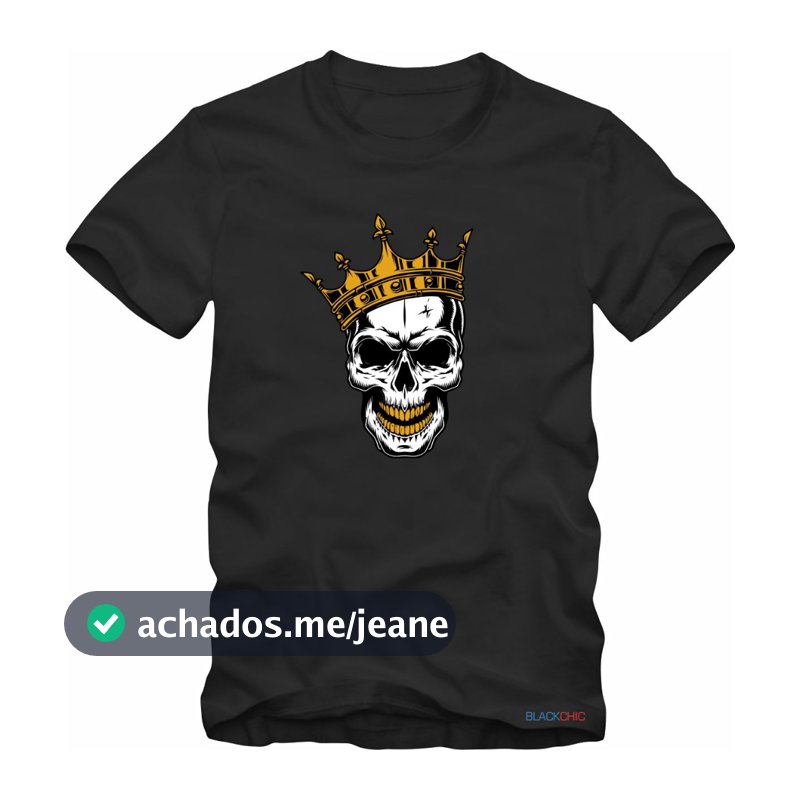 Camiseta Caveira Skull Rock Rap Hip Hop Coroa Tamanho Especial Pluz Size G1 G2 G3