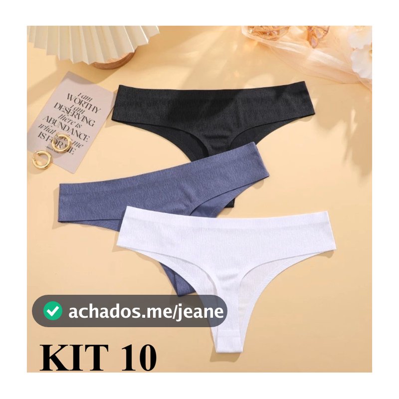 Kit 7 ou 10 Calcinhas Sem Costura Fio Dental Invisível Corte a Laser Confortável Não Marca na Roupa