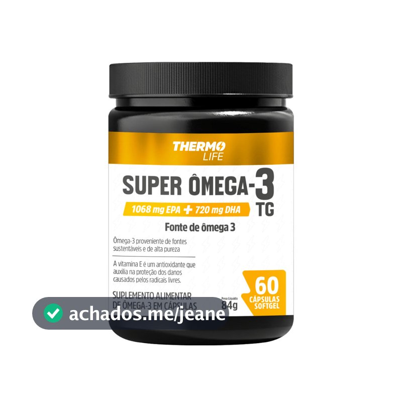 Super Ômega 3 TG EPA DHA 60 Cápsulas Softgel com Vitamina E Thermo Life