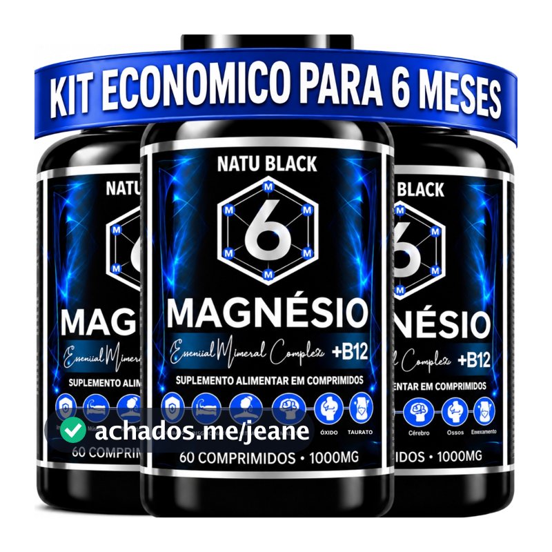 6 Magnesio ORIGINAL + Vitamina B12 Concentrado 60 Comprimidos - ( POTE PARA 60 DIAS USO )