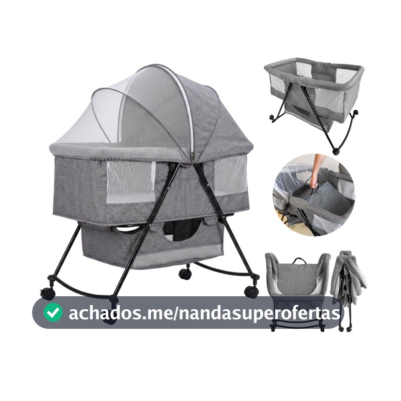 Berço portátil Berço de bebê  Berço com colchão e mosquiteiro 3 em 1 Pipdip
