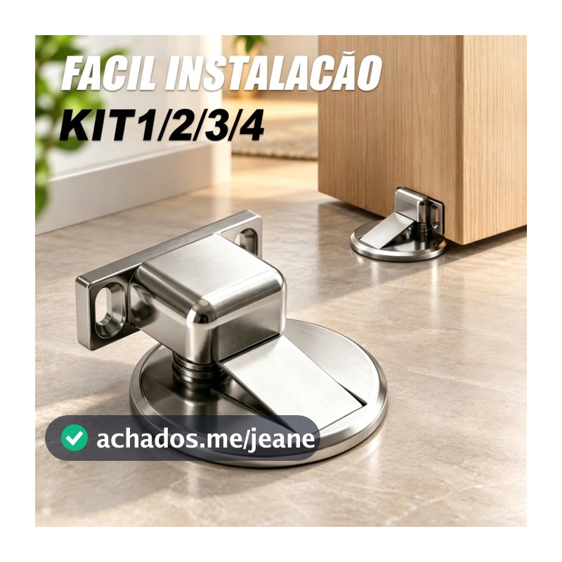 Kit 1/2/3/4 Prendedor de Porta Magnético Slim Adesivo Inox Cromado - Trava Fixador Porta