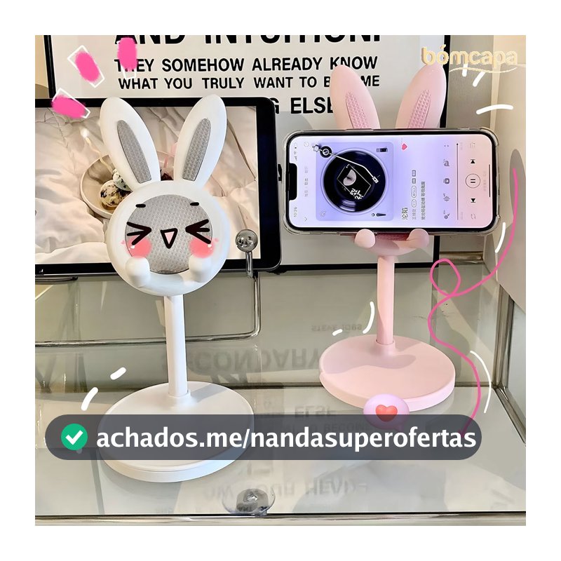 Suporte Coelhinho Para Celular Tablet Kawaii Fofo Cute Criativo E Tablet Ajustável ZJ008