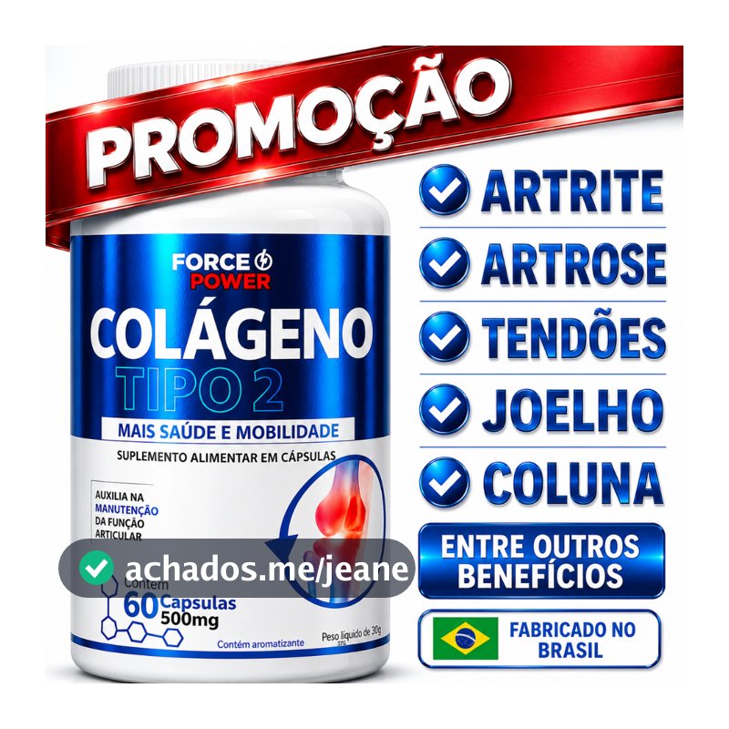 Colágeno Tipo 2 Original para Joelho Articulação Cartilagem Ossos 60 Cápsulas  POTE PARA 30 DIAS USO