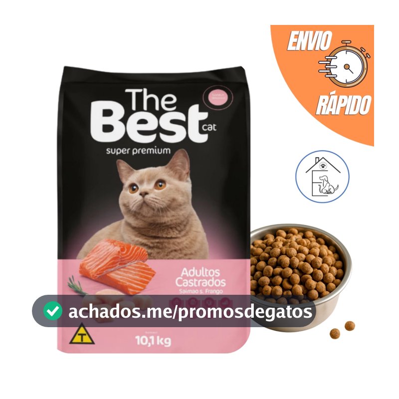 RAÇÃO THE BEST CAT PREMIUM ALIMENTO PARA GATOS ADULTOS CASTRADOS 10,1 KG SALMÃO & FRANGO