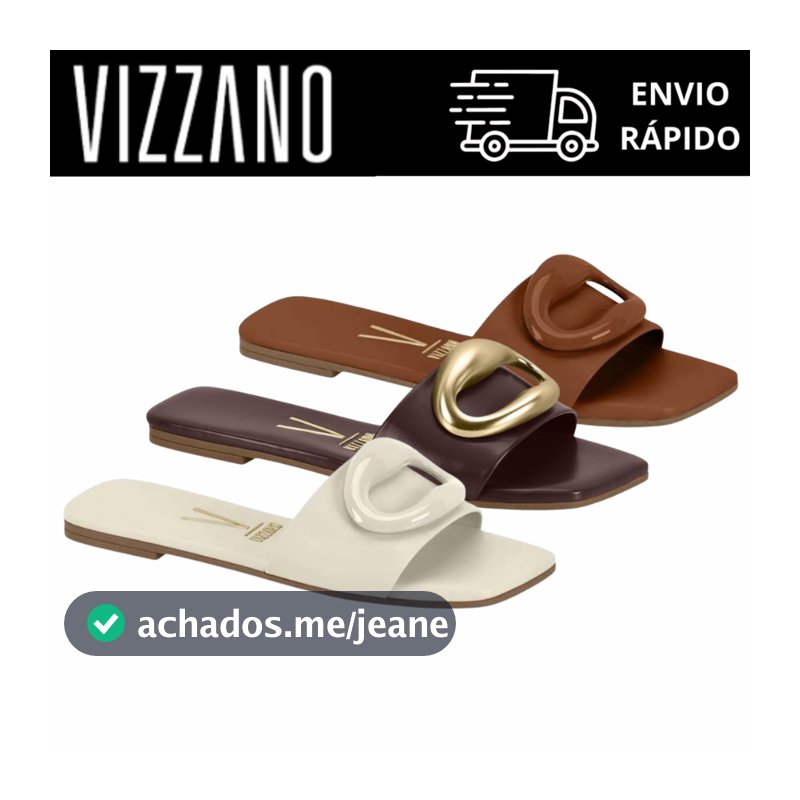 Rasteira Vizzano Feminina Detalhe Central Elo Confortável Leve Elegante Urbana Casual Original 6553.101
