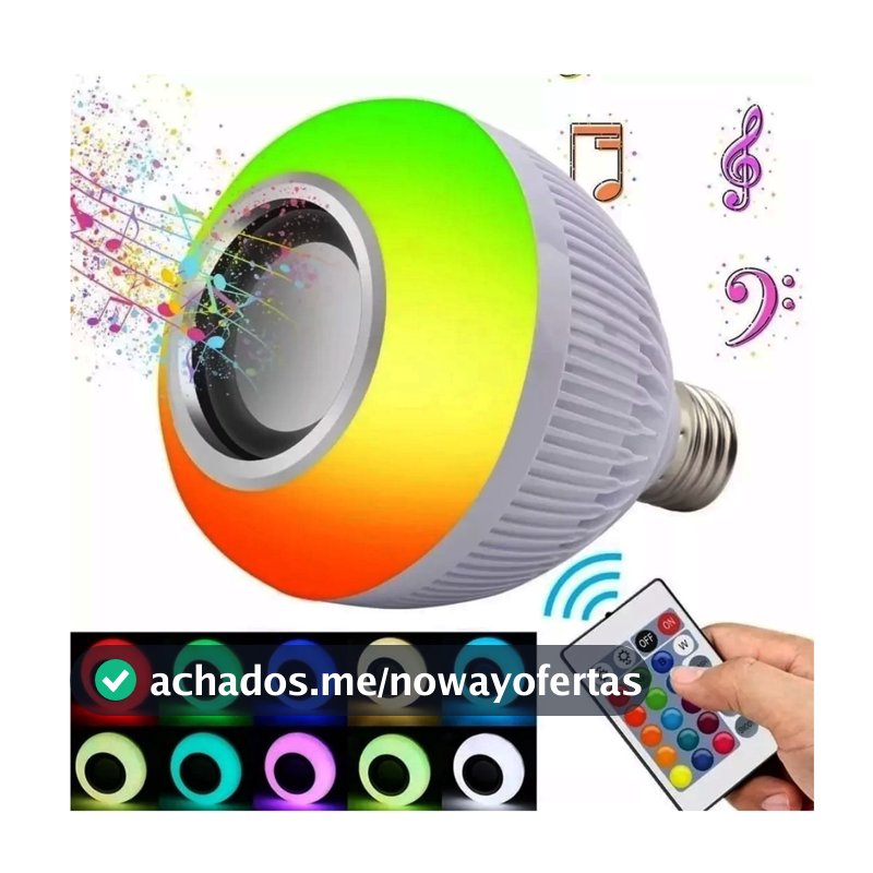 Lampada Musical Caixa Som Bluetooth Led Rgb Com Controle