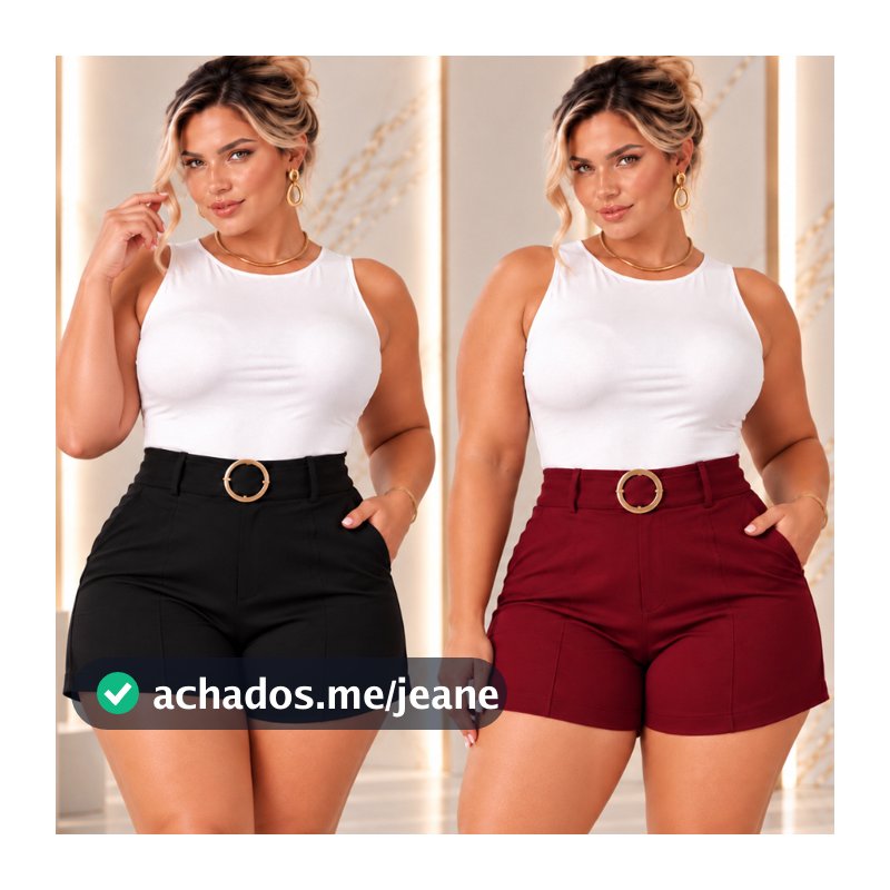 KIT 2 Shorts Alfaiataria Feminino Crepe de Malha Premiun Confortável Bermuda Dois Bolsos