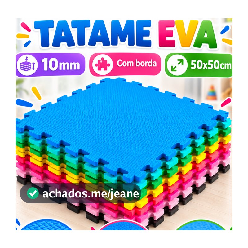 Kit Tatame EVA Colorido 50x50 10mm Bebe Infantil Brinquedoteca Tapete