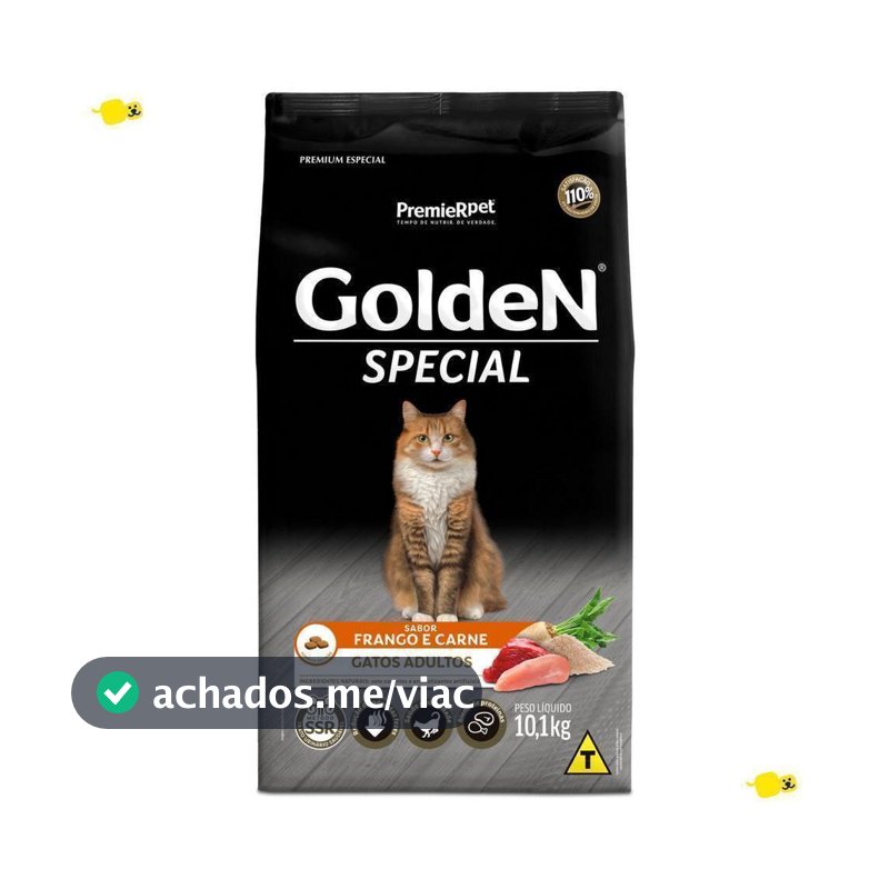 Ração Golden Special para Gatos Adultos Sabor Frango e Carne 10.1kg