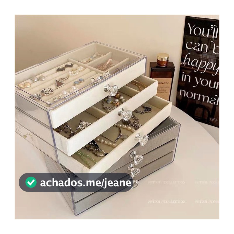 Porta Joias Acrílico 3 Gavetas Organizador de Bijuterias Brinco Anel Colar caixa de joias de camada única