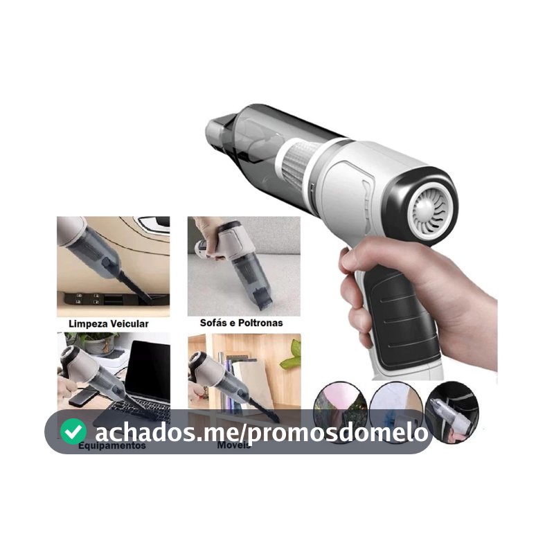 Aspirador e Soprador Portátil   4 em 1 - Alta Potência e Multifuncional para Limpeza Completa