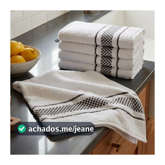 Kit 5 Panos de Prato Xadrez PRETO Copa Premium Jacquard Atoalhado 45x70cm 100% Algodão