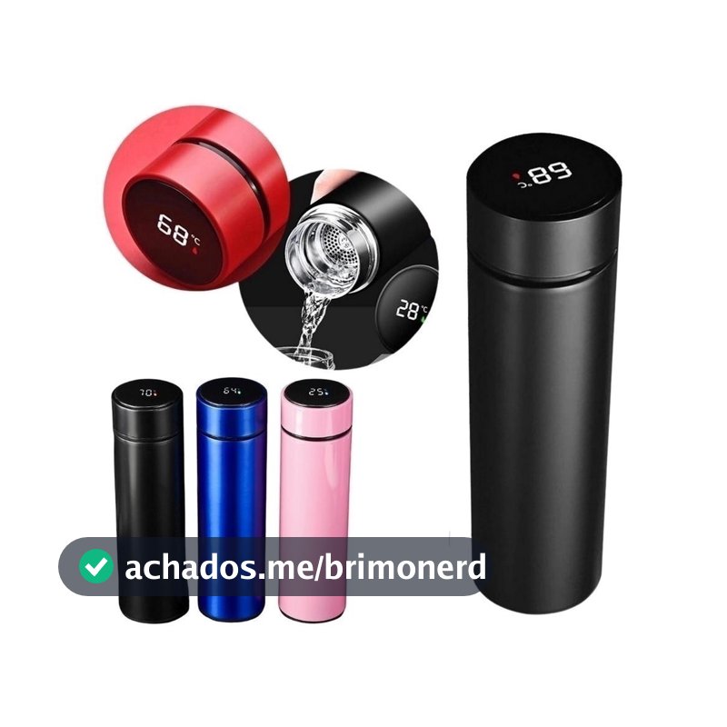 Garrafa Térmica Aço Inox Com Termômetro Digital 500ml Led Térmica Inteligente Sensor Premium