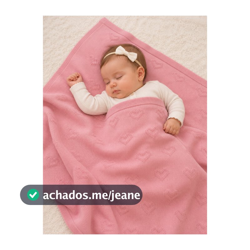 Manta Tricô Bebê Menina e Menino Corações Macia Quentinha Frio Dormir Confortável para Berço Carrinho Enxoval