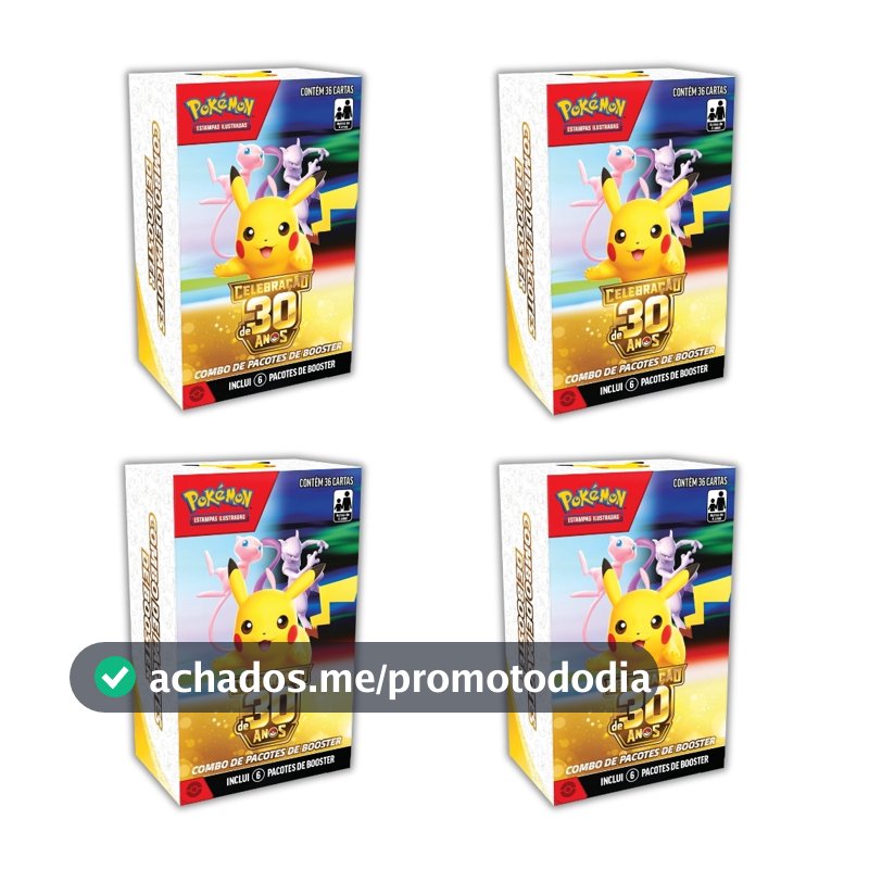 COMBO DE BOOSTER MINI DISPLAY PORTUGUÊS COLEÇÃO DE CELEBRAÇÃO 30 ANOS COPAG CARTAS POKÉMON TCG PT-BR