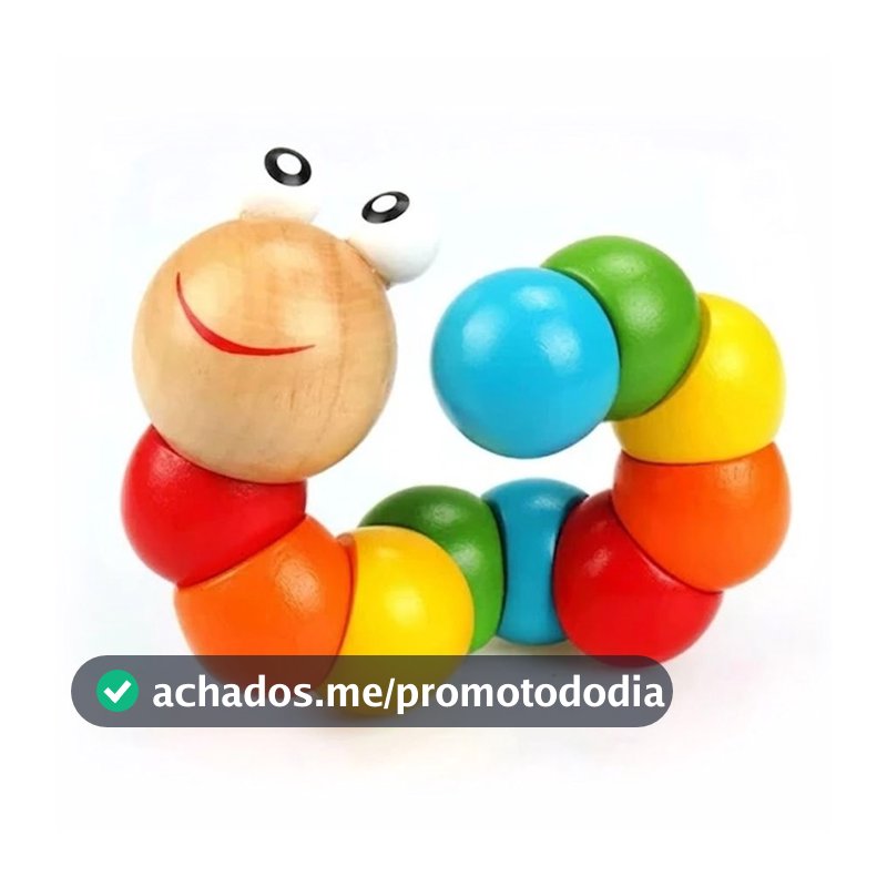 Brinquedo Montessori Minhoca Colorida de Madeira Educativo Articulado Coordenação Motora Infantil