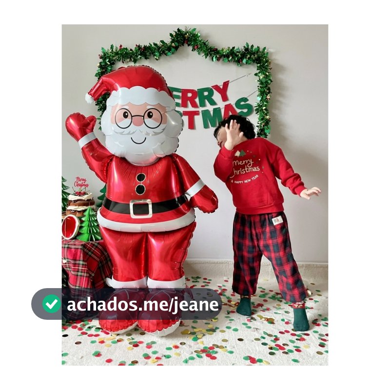 Balão Papai Noel Grande 1,45 Metro 3D Metalizado Decoração Natal Festa Final Do Ano