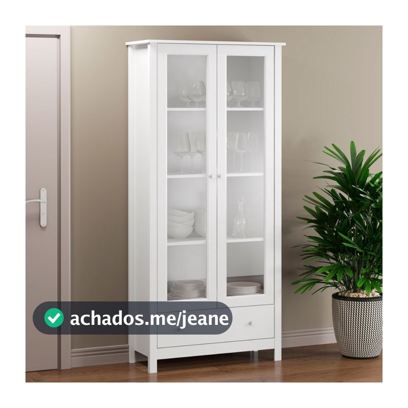 Cristaleira 2 Portas 1 Gaveta Ditália E-954 Branco