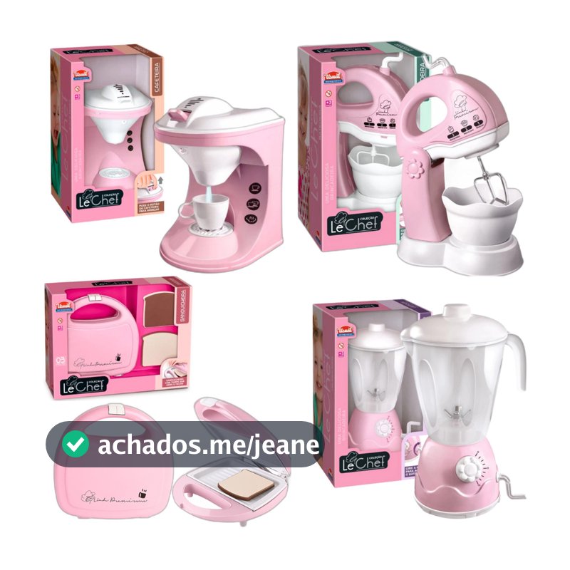 Brinquedo Coleção Liquidificador Batedeira Cafeteira Sanduicheira Torradeira Microondas Rosa Le Chef